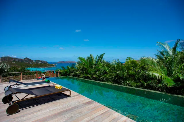Angélique deck pool ocean view at Villa Angelique in St. Jean - St Barts luxury vacation rental