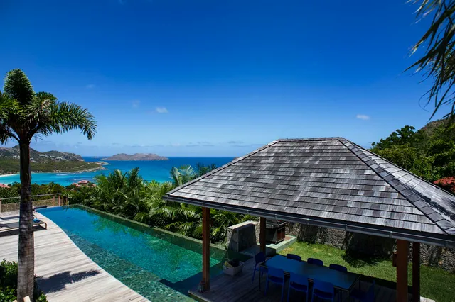Angélique gazebo pool ocean view at Villa Angelique in St Barts - St. Barth Villa Rental