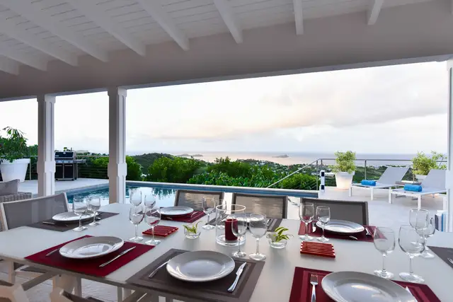 terrace at Villa Au Coeur du Rocher in St Barts - St. Barts Villa Rental