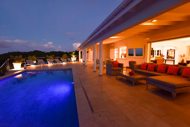 coeur du Rocher - Pool night at Villa Au Coeur du Rocher in St Barts - St. Barth Villa Rental