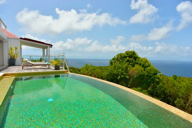 pool deck ocean view at Villa Dasha in Gouverneur - St. Barts Villa Rental