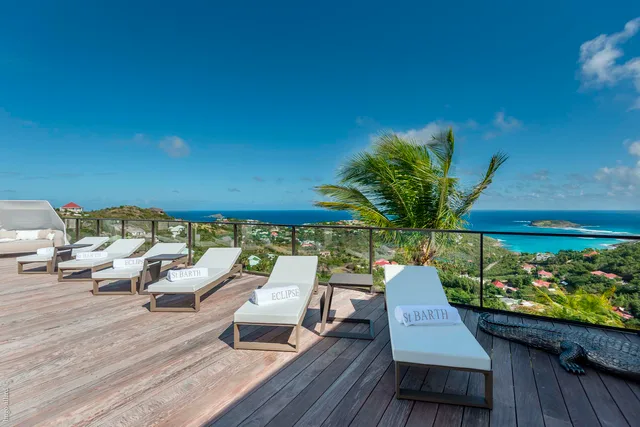 terrace ocean view at Villa Eclipse in St Barts - St. Barts Villa Rental