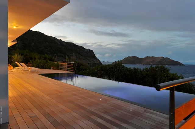 Pool at Dusk at Villa Eranos in St Barts - St. Barth Villa Rental