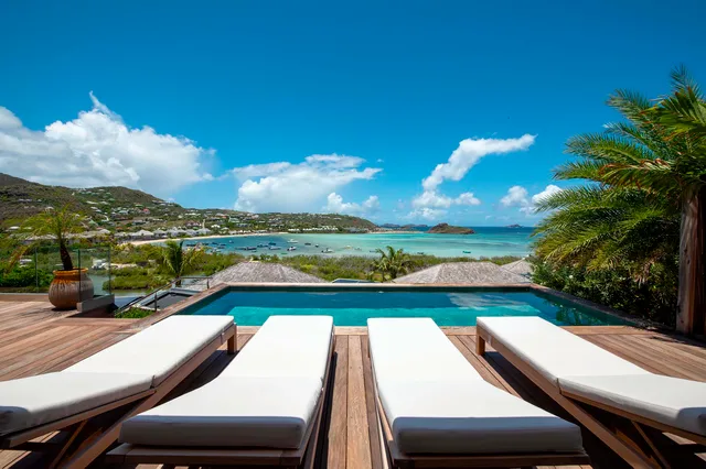 pool ocean view at Villa Essenia in Grand Cul de Sac - St. Barts Villa Rental