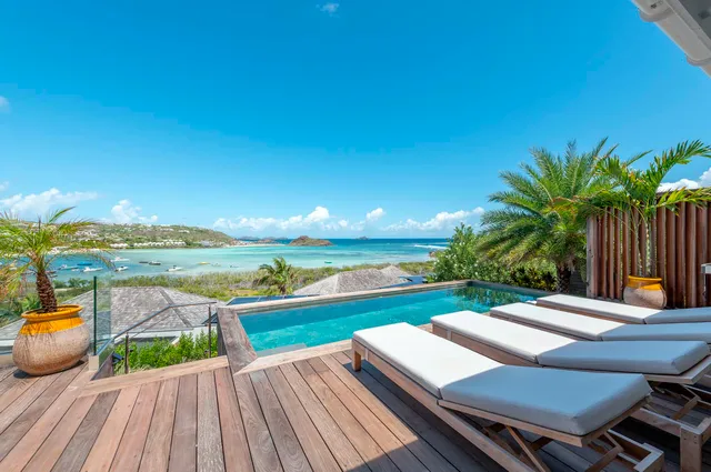 pool ocean view at Villa Essenia in St Barts - St. Barts Villa Rental