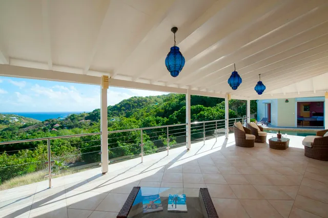 coverred terrace at Villa Florence in St Barts - St. Barth Villa Rental