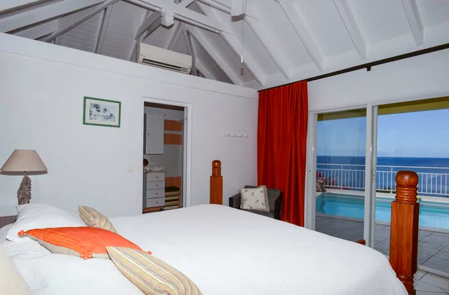 Galets bedroom 02 ocean view at Villa Grands Galets in St Barts - St. Barts Villa Rental