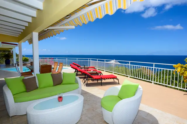 terrace at Villa Grands Galets in St Barts - St. Barth Villa Rental