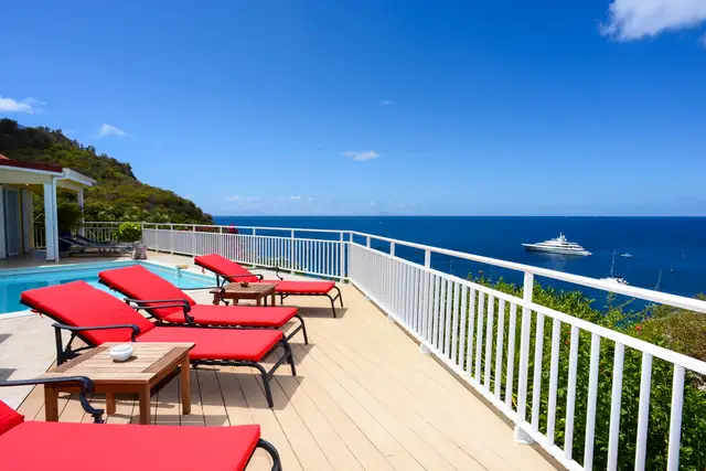 terrace at Villa Grands Galets in St Barts - St. Barts Villa Rental