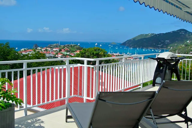 Ilets terrace gustavia harbour view at Villa Gros Ilets in St Barts - St. Barth Villa Rental