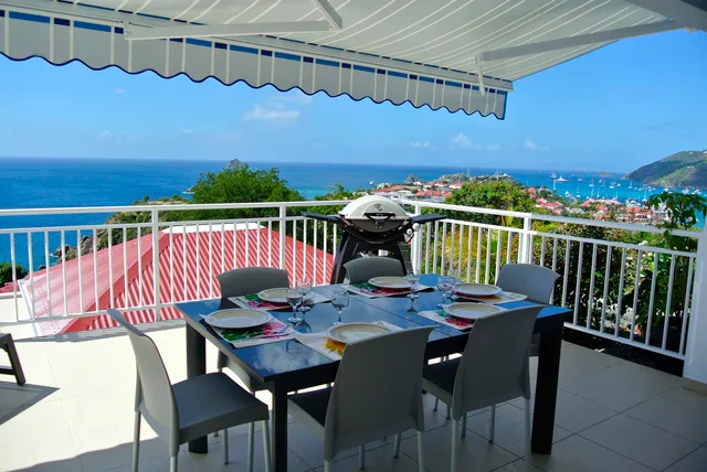 Ilets terrace table at Villa Gros Ilets in St Barts - St. Barts Villa Rental