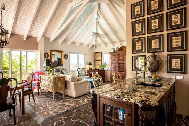 Maison Kitchen and Living Room at Villa Haute Maison in St Barts - St Barts luxury vacation rental