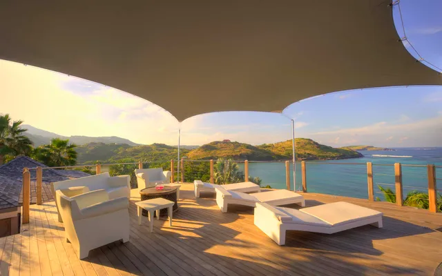 Song covered terrace at Villa Indian Song in St Barts - St. Barts Villa Rental