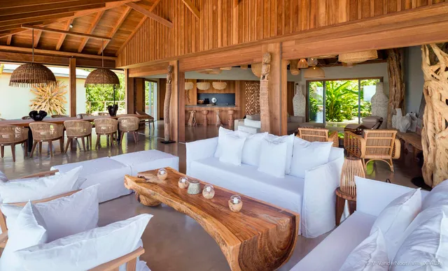 covered terrace living at Villa Ixfalia in St Barts - St. Barts Villa Rental