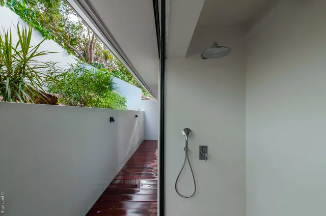 outside shower at Villa Jocapana in St Barts - St. Barts Villa Rental
