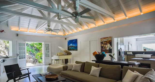 living-kitchen-header at Villa Kiara House in Vitet - St. Barth Villa Rental