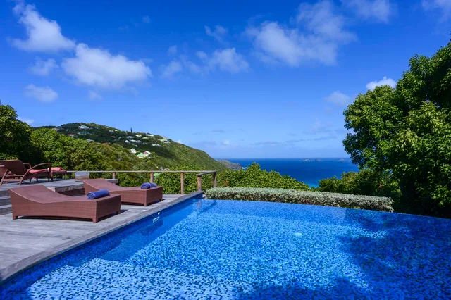 deck pool ocean view at Villa Kuban in Colombier - St. Barth Villa Rental