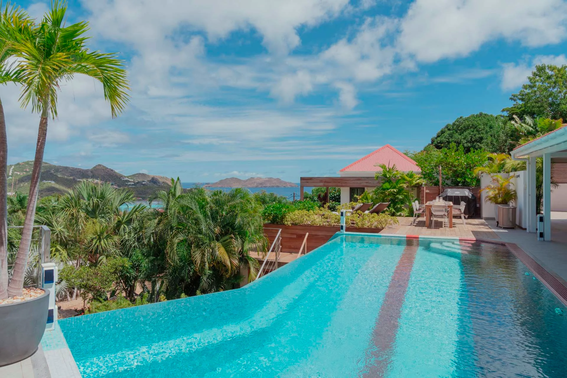 Maison Rouge - pool ocean view at Villa La Maison Rouge in St Barts - St Barts luxury vacation rental