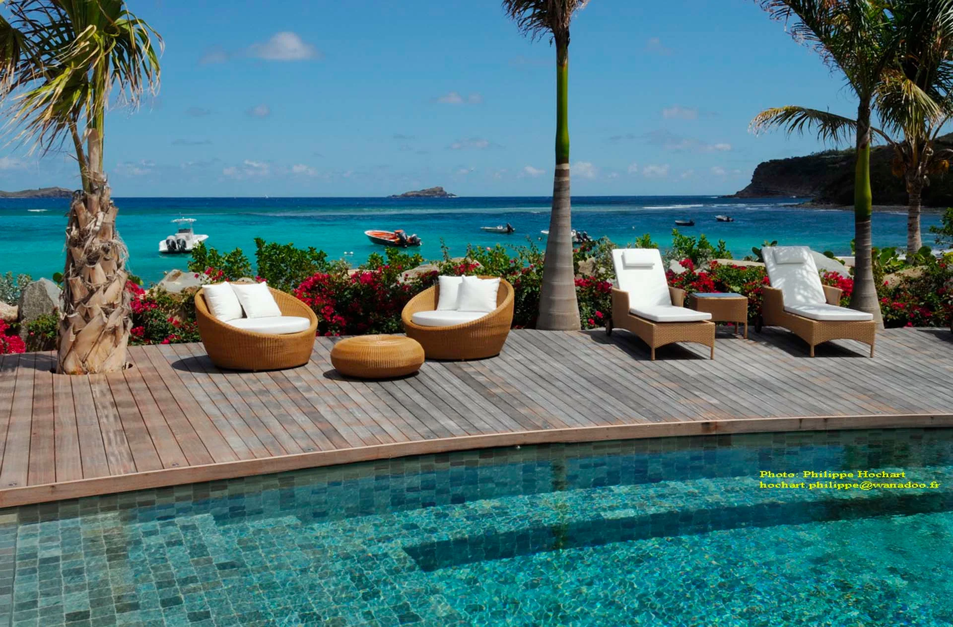 1 La Plage pool deck ocean viewé at Villa La Plage in St Barts - St Barts luxury vacation rental