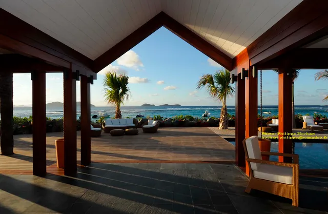 4 La Plage deck ocean view at sunset at Villa La Plage in St Barts - St Barts luxury vacation rental