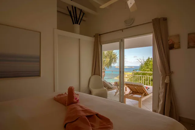 bedroom 02 ocean view at Villa Lataniers in St Barts - St. Barth Villa Rental