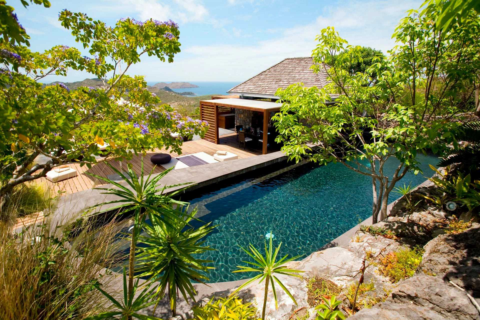 Manoir de Lurin pool area ocean view at Villa Le Manoir de Lurin in St Barts - St Barts luxury vacation rental
