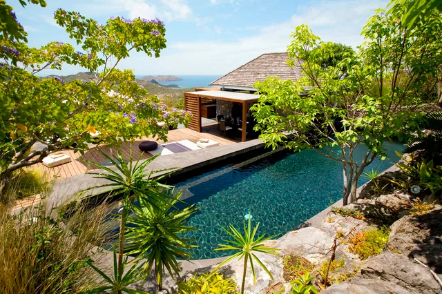 Manoir de Lurin pool area ocean view at Villa Le Manoir de Lurin in Lurin - St. Barth Villa Rental