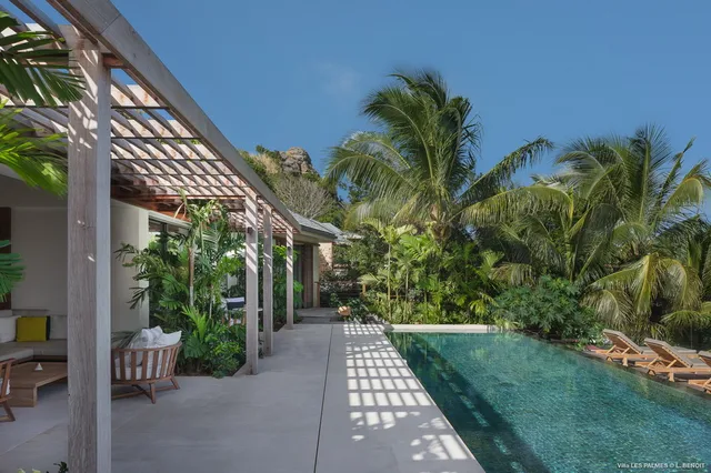 pool at Villa Les Palmes in St Barts - St. Barts Villa Rental