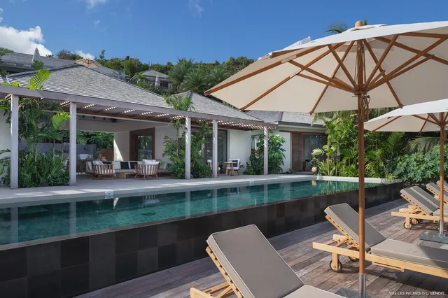 pool at Villa Les Palmes in St Barts - St. Barts Villa Rental