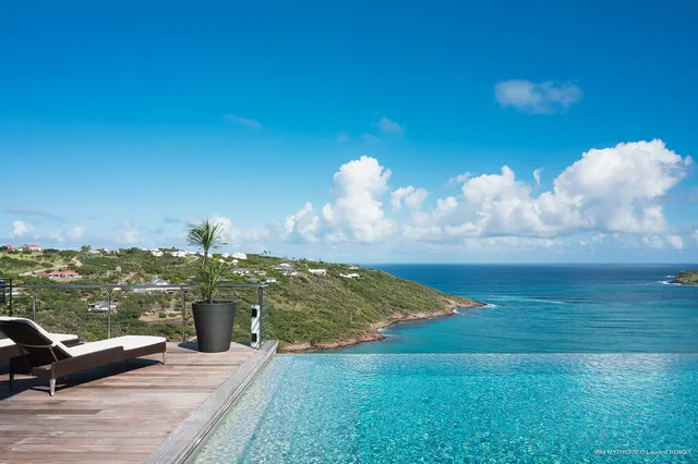 pool ocean view at Villa Mythique in St Barts - St. Barts Villa Rental