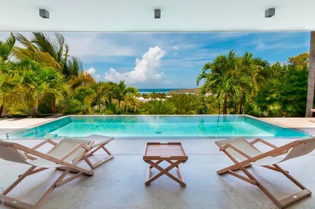 pool ocean view at Villa Palm in Grand Cul de Sac - St. Barts Villa Rental