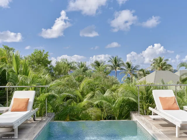pool ocean view at Villa Sakura in Pointe Milou - St. Barts Villa Rental