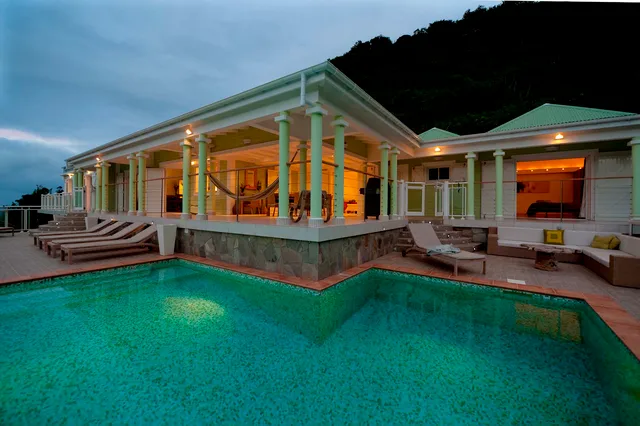general view at sunset at Villa Ushuaia in St Barts - St. Barts Villa Rental