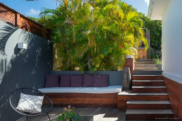 Bleue - Outside living at Villa Vague Bleue in St Barts - St. Barth Villa Rental