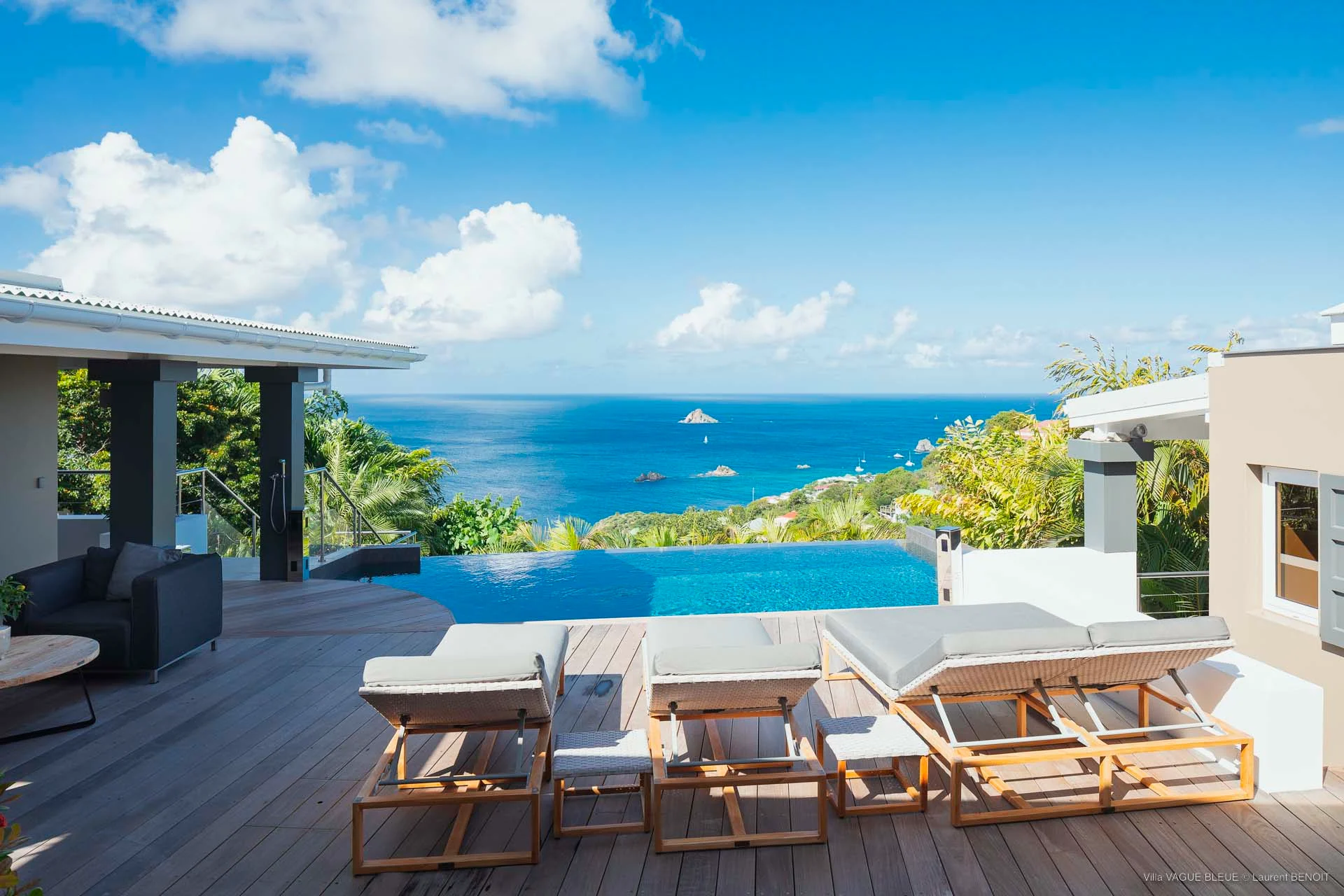 Bleue - pool ocean view at Villa Vague Bleue in St Barts - St Barts luxury vacation rental