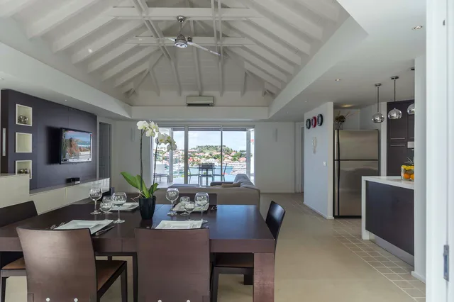 inside dinning living - by J at Villa Wastra in St Barts - St. Barts Villa Rental